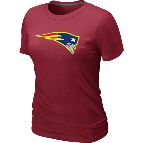 New England Patriots Women's Neon Logo Charcoal NFL T-Shirt - Red